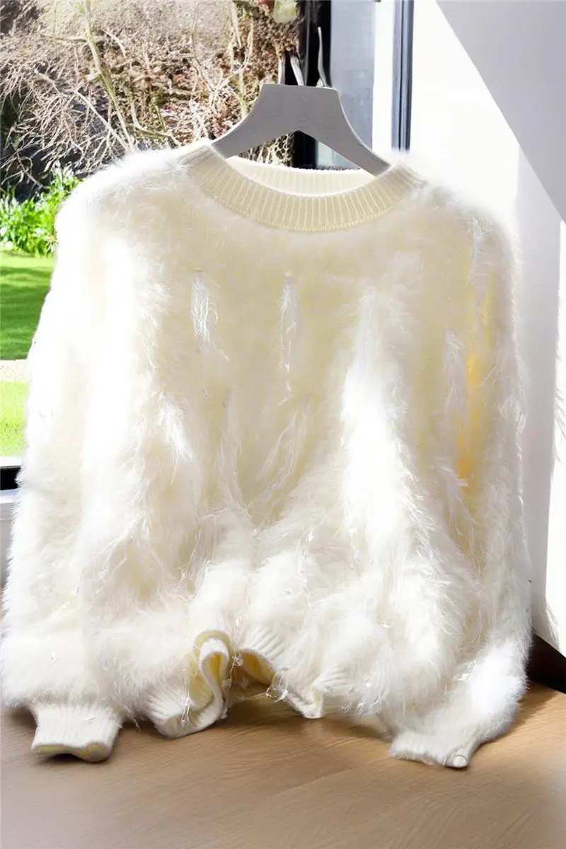 

Свитера Джемперы Пуловеры Женские Y2K Белые Kawaii Kei Softy Femme Водолазка в стиле вестерн Художественная флисовая шерстяная вязаная кашемировая современная