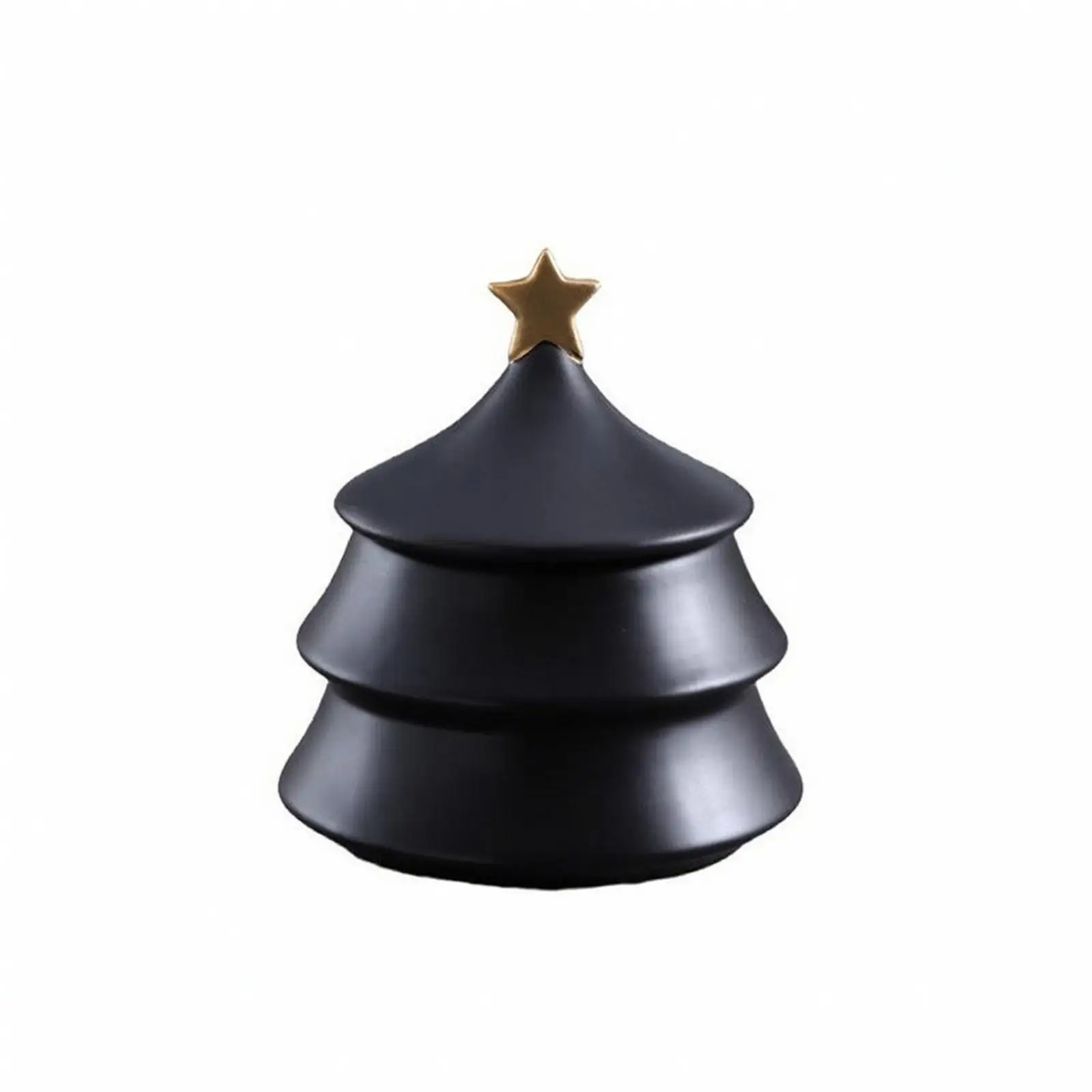 Sealed Ceramic Jar with Christmas Tree Design Star Topper Airtight Storage Canister for Dry Goods Candy Treats Kitchen Dining