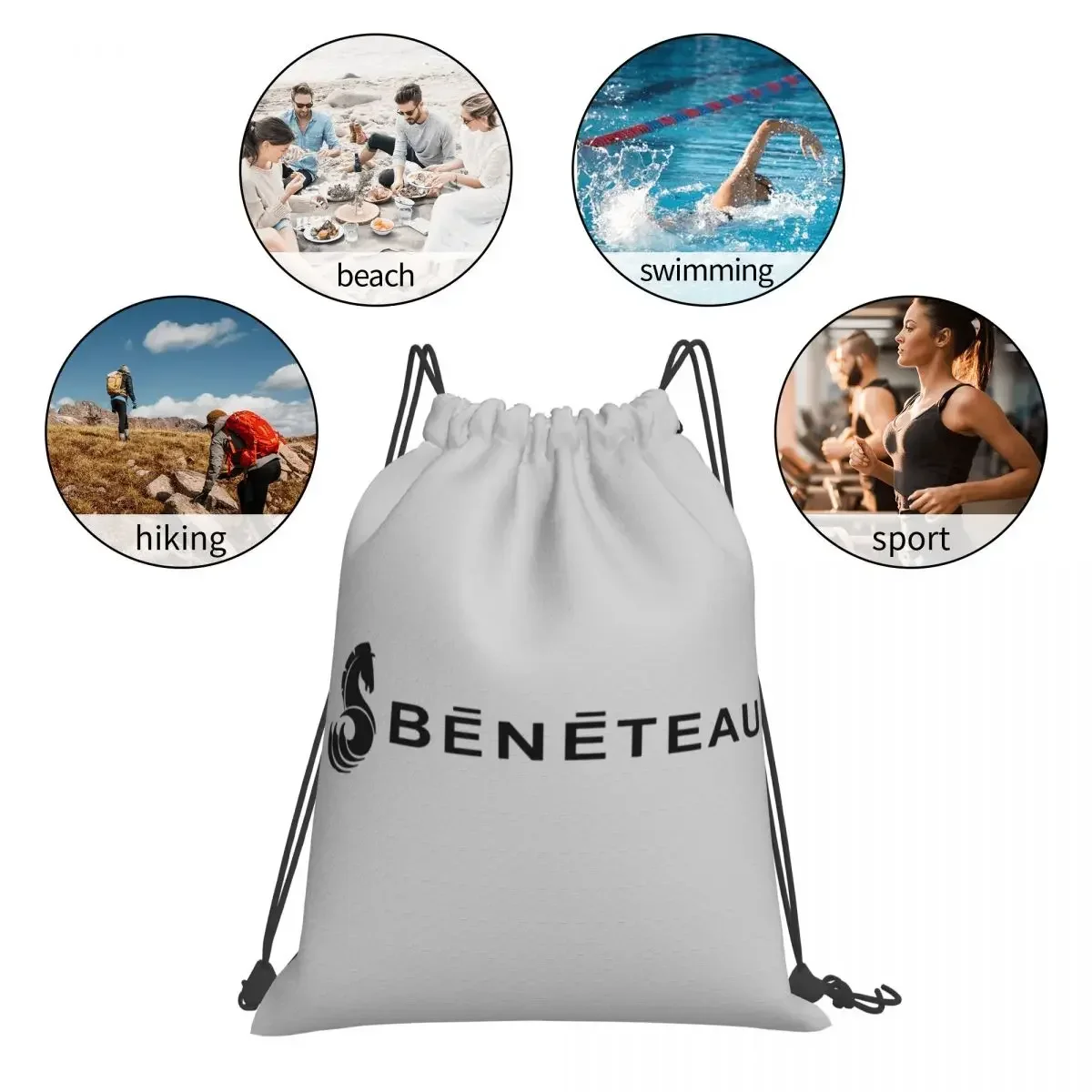 Beneteau Yachts Boats Logo Backpacks Portable Drawstring Bags Drawstring Bundle Pocket Sports Bag BookBag For Man Woman Students