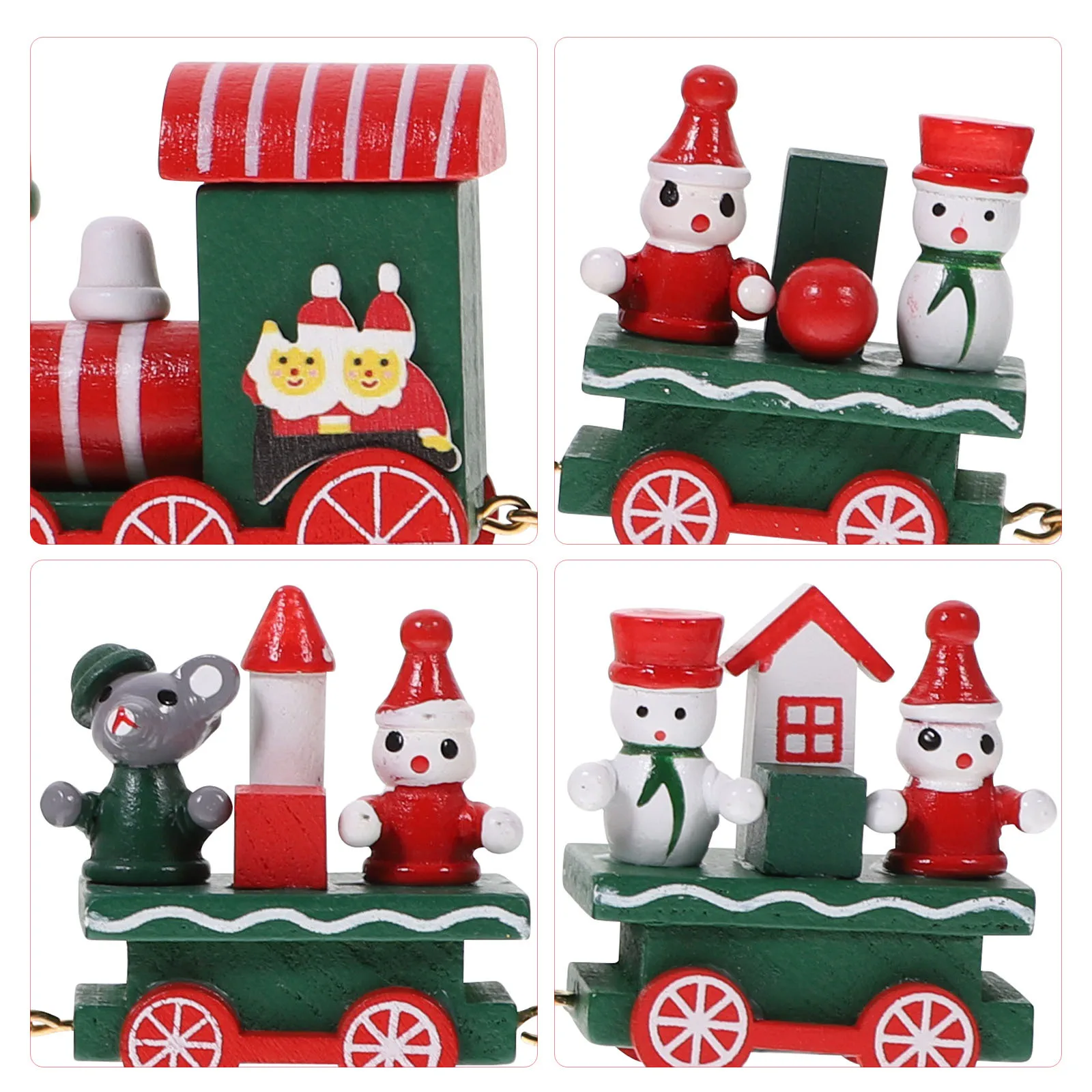 

Xmas Wooden Train Ornament Desktop Decor No Burrs Light Weight Easy to Place Add Warm Feeling to Your Home