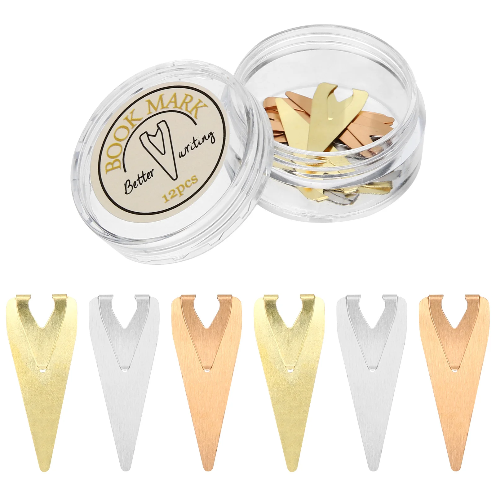 12Pcs Metal Bookmarks Smooth Sides Comfortable Touch Page Markers for Books Files Documents Gift Book Mark Kids Bookmark