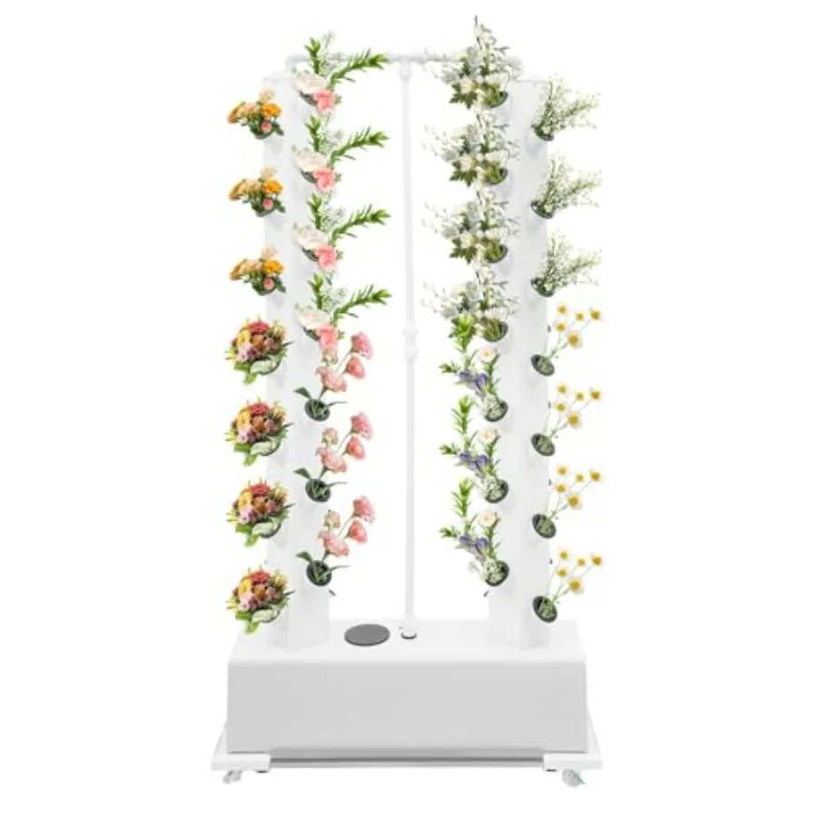 

56-Plant Vertical Hydroponics Garden Tower for Outdoor Indoor Herbs Fruits Vegetables Smart Garden Planter Kit with Durable Pla