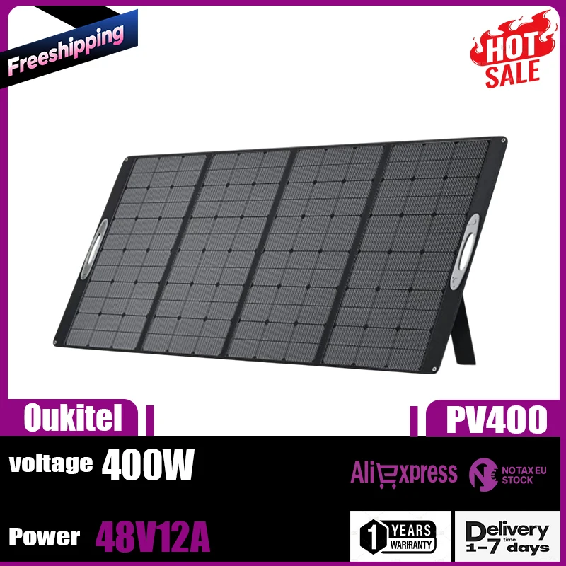 Oukitel PV400 Panel Solar portátil 400W 12A plegable 23% conversión