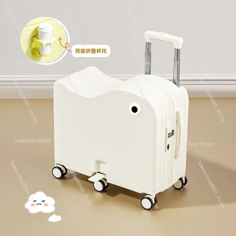 18 Inch Kids Ride On Suitcase 6 Wheel Children Luggage with Password Lock Carry On Trunk Sit On Toy