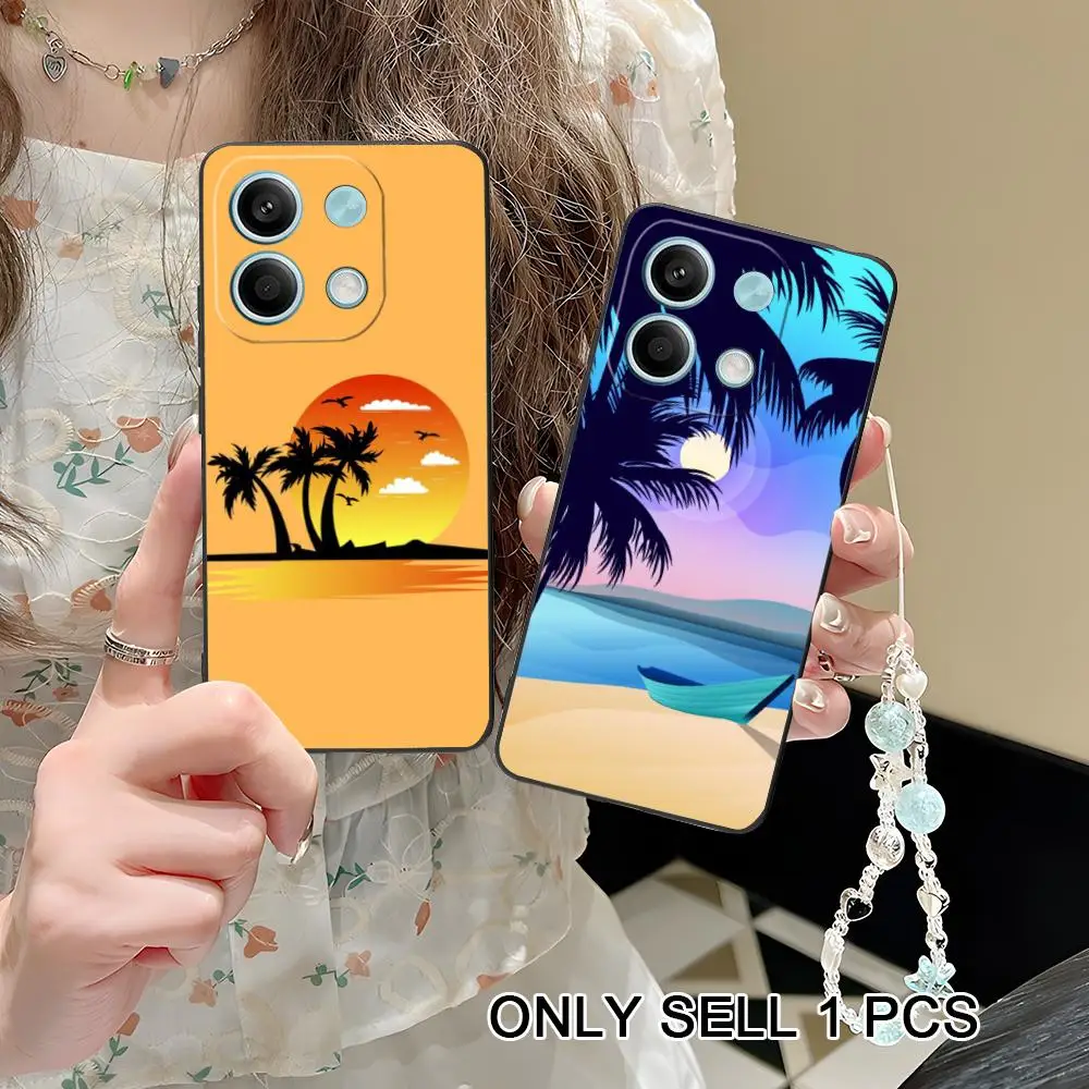 Sunset Coconut Trees Matte Mobile Phone Case for POCO F8 F7 F6 F5 F4 F3 F2 Pro GT C75 C71 C65 C61 C40 Pro Ultra Colorful Cover