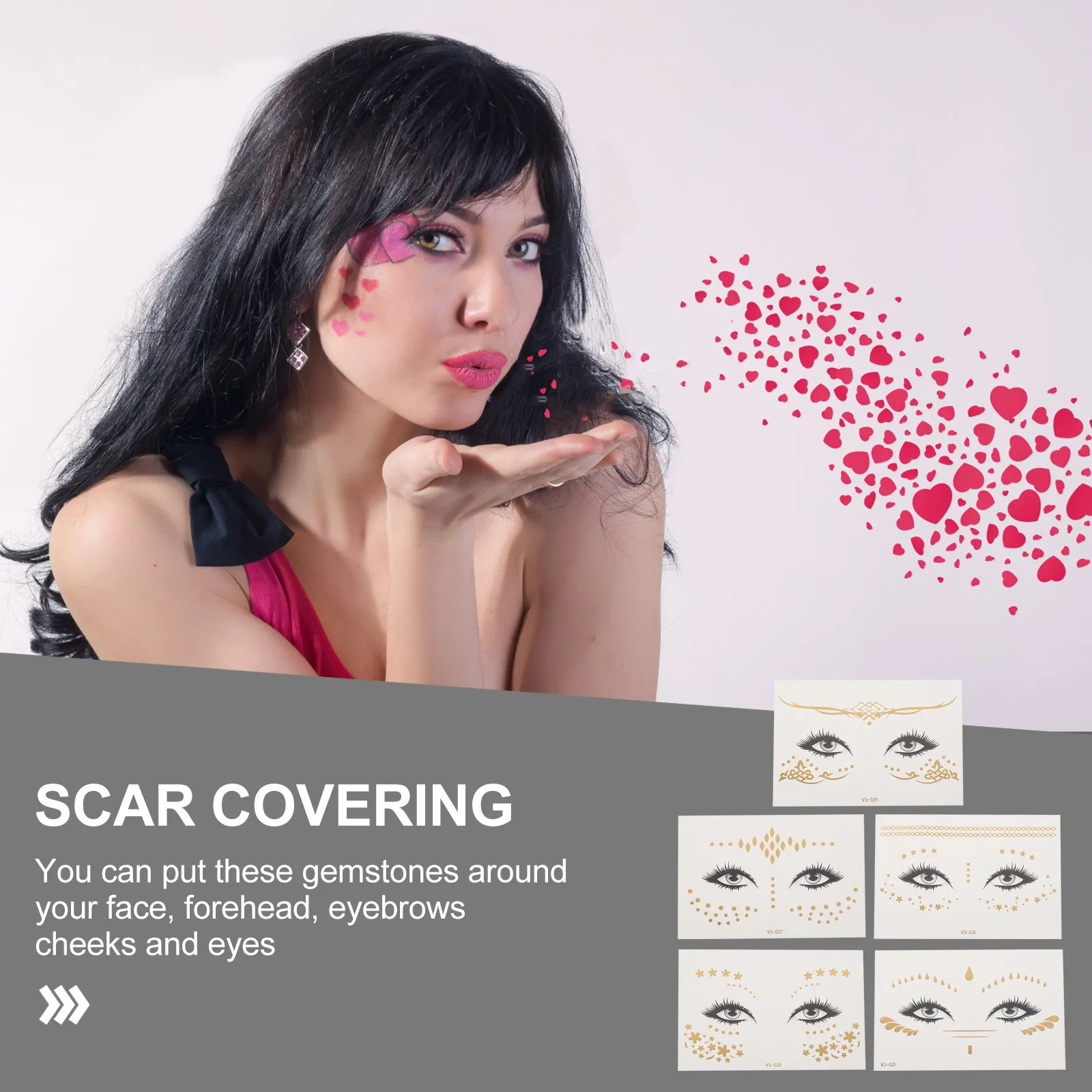 

5 Sheets Temporary Tattoo Stickers Skin Friendly Scar Face Care Transfer Paper Makeup Fake Tattoos Decals Easy Apply Removal