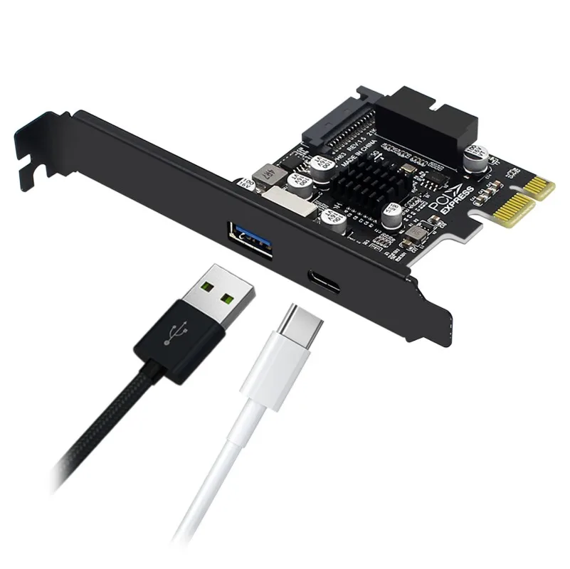 Expansion PCIE To USB 3.0 Card Type-C Controller PCI-E Type E 19P20P Adapter Card SATA 15Pin Power Connector for PC