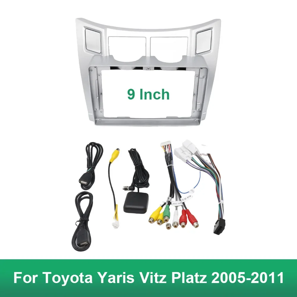 2 Din Car Stereo Radio Frame Fascia Cover Trim Kit Panel 9 inch For Toyota Yaris Vitz Platz 2005 2006 2007 2008 2009 2010 2011