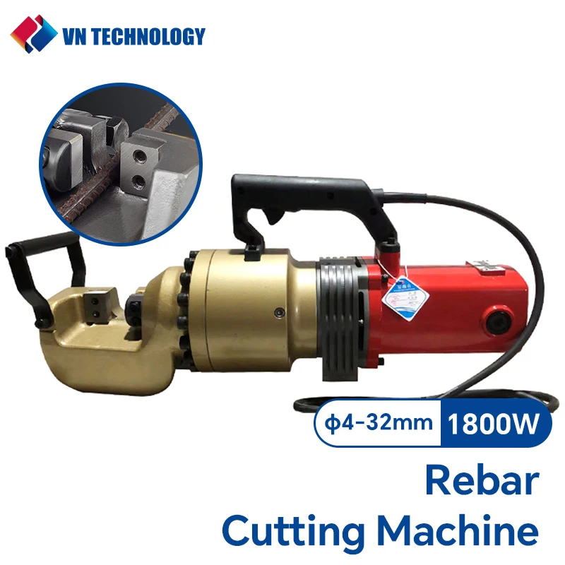 GQ-32 Electric Rebar Cutter 1800W Portable Hydraulic Electric Rebar Cut 32mm Rebar within 4-5 Seconds, 110V/220V with Box