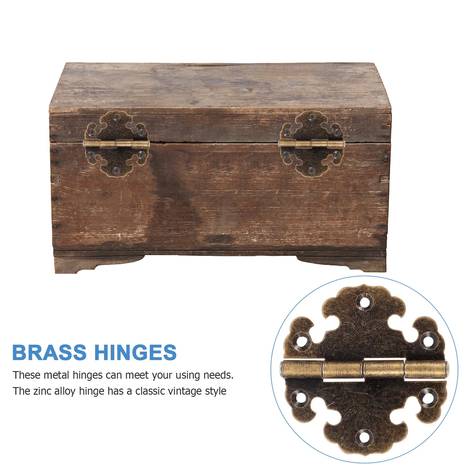

4Pcs Retro Copper Hinges Vintage Zinc Alloy Cabinet Hinges for Furniture Wood Box Jewelry Case Decorative Hinge Smooth Operation