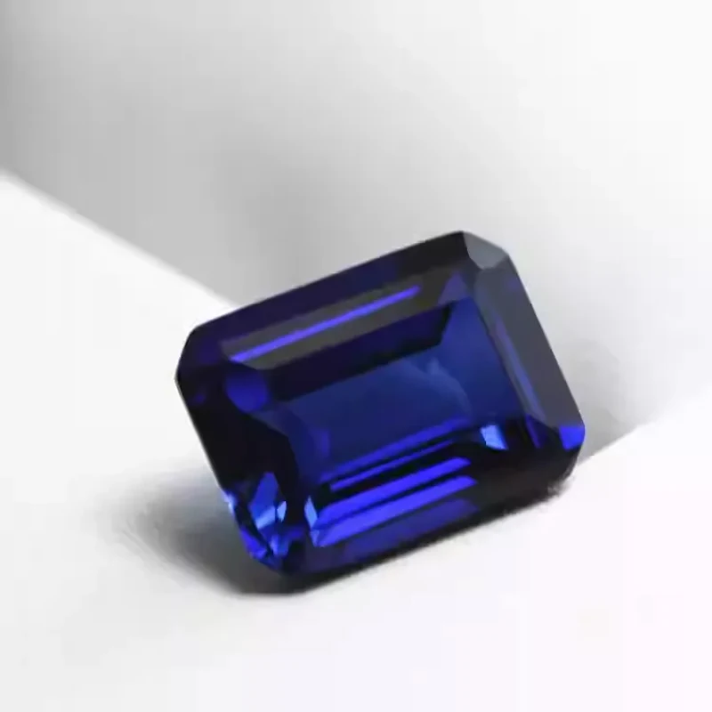 

Королевский синий сапфир изумрудной огранки, выращенный в лаборатории, высочайшего качества, синтетический камень, идеально подходит для изготовления колец на заказ.