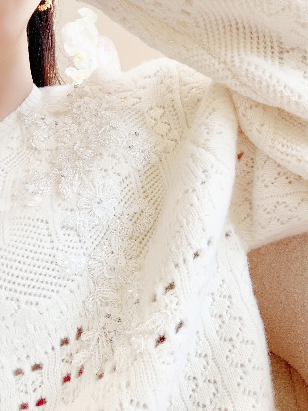 Ele Knitted Baby Camer Winter Softn Loose Fit Woolen Sweater Sweet Sle Regular Sve Long Ne round Chinese Prod...