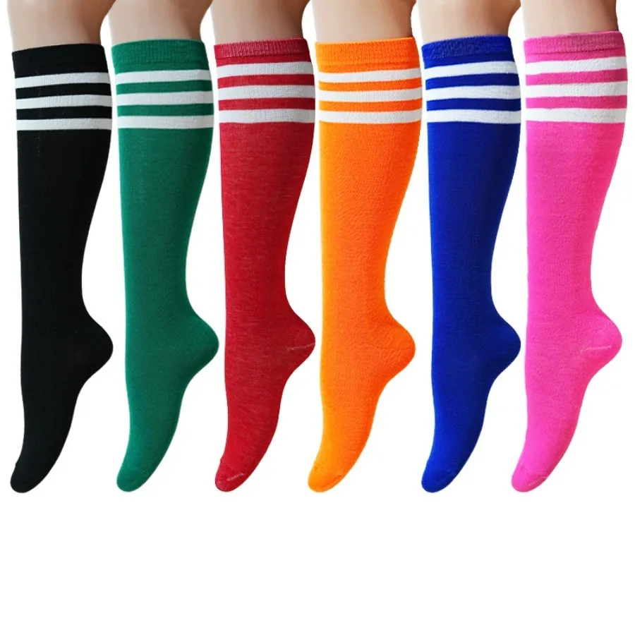1 Pair of Three Bar Mid Tube Socks, Autumn and Winter Thick Women's Black Knee Length Socks, Striped Socks, Calf Socks JK