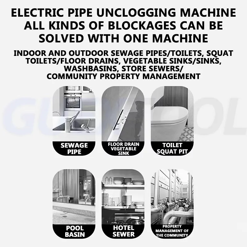 Picture 7: Electric Pipe Dredging Machine Pipe Unclogger Household Cleaning Toilet Machine Sewer Unclogger Professional Sewer Dredging Tool