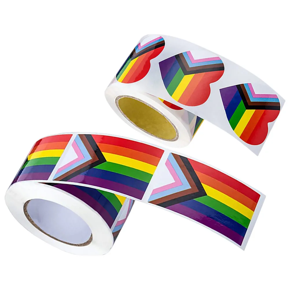 

2pcs Rainbow Stickers 38Mm Heart 50X30Mm Square Self Adhesive Pride Decorations Waterproof Rainbow Pride Stickers Bulk Gay