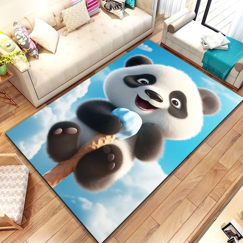 Cute Panda Area tappeto per camera da letto sala giochi divano foglie di bambù naturale tappeto Cartoon Wild Jungle Animal tappetino per interni