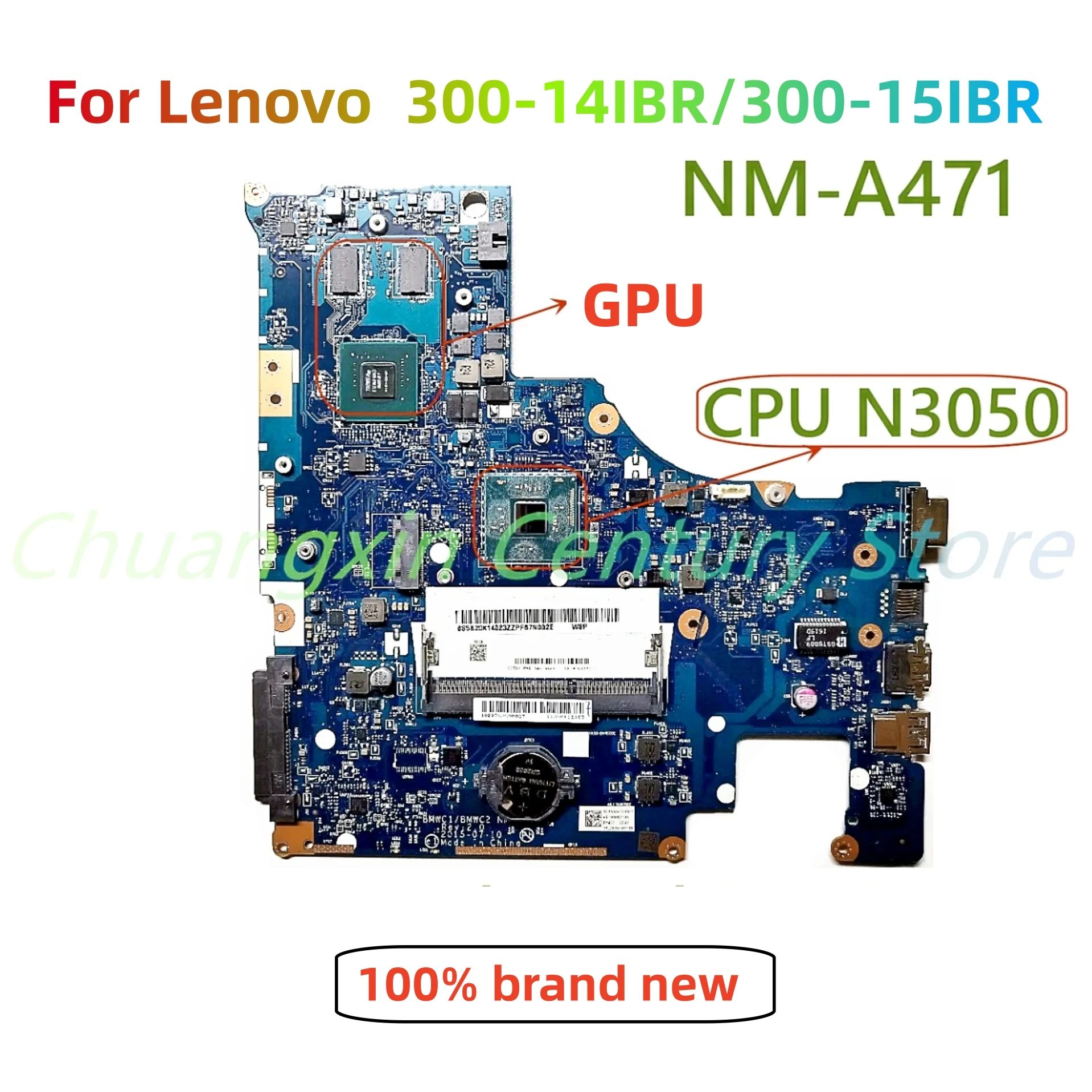 

Материнская плата для ноутбука Lenovo Ideapad 300-14IBR/-15IBR NM-A471 с процессором N3050 и графическим процессором, 100% протестирована, полностью функциональна.