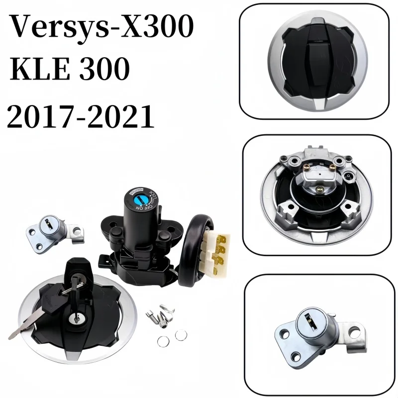 For KAWASAKI Versys-X300 KLE 300 2017-2021 Parts Motorcycle Ignition Switch Gas Fuel Tank Cap Cover Seat Lock Set With Keys