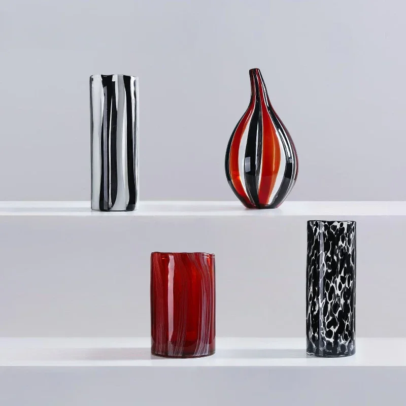

Color Ink High-grade Straight Glass Big Vase Ornament Entrance Living Room Bedroom Dining Table Desktop Home Art Decoration