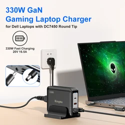 330W 19.5V GaN Laptop Charger for DELL Alienware M17 M18X X17 X51 Area-51m G15 G16 5530 7630 7620 Power Supply Adapter Cord