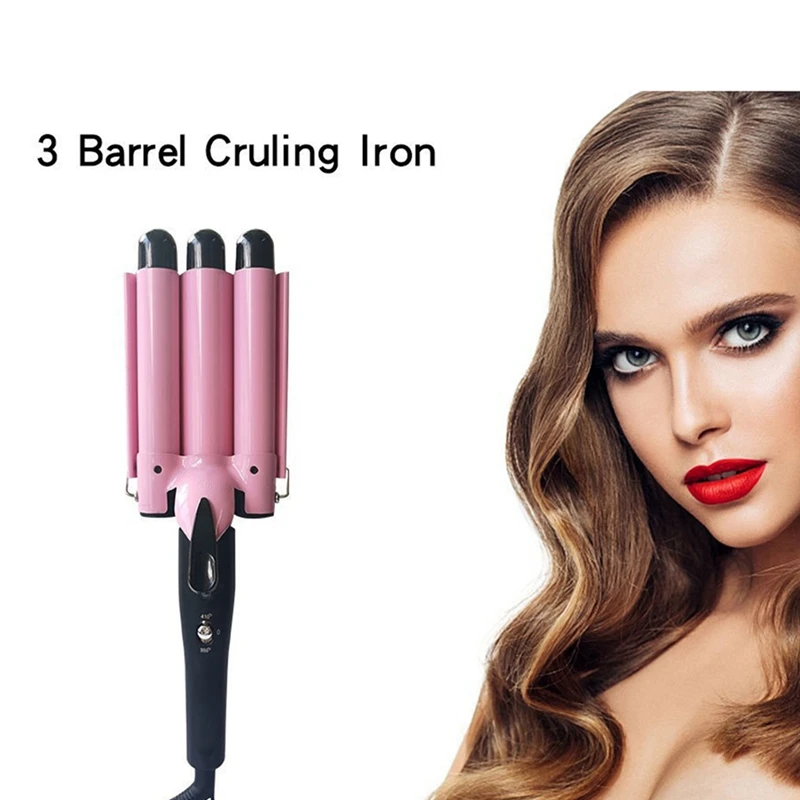 Egg Roll Stick Three Stick Curling Iron Roll Water Ripple Three Tube Electric Cleat Electric Perm Lron US-Plug Durable