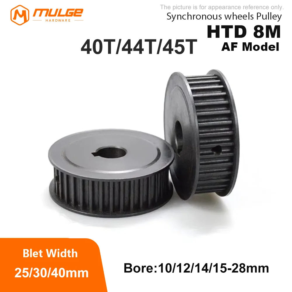 

40T 44T 45Teeth HTD 8M Steel Timing Pulley AF type HTD 8M 40T 44T 45T Synchronous Wheel for Belt Width 25/30/40mm Bore 8-28mm