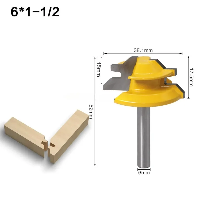 6mm Shank 45 Degree Tenon Cutter  Wood Milling Cutter 45° Degree Tenon Cutter 6*1-1/2