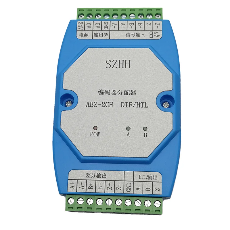 Encoder Signal Distributor with 5V or 24V Differential Input, Outputting 5V Differential and 24V Single-ended Signals