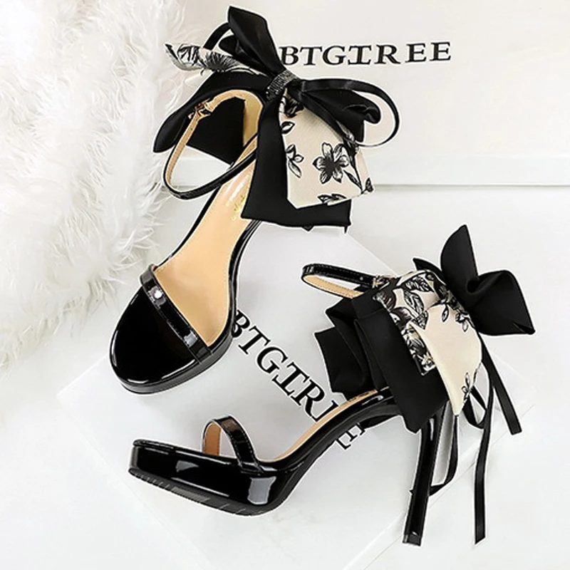 BIGTREE New Design Totem Butterfly-kont Buckle Strap Women Sandals Fashion Thin High Heels Open Toe Striptease Shoes image 4