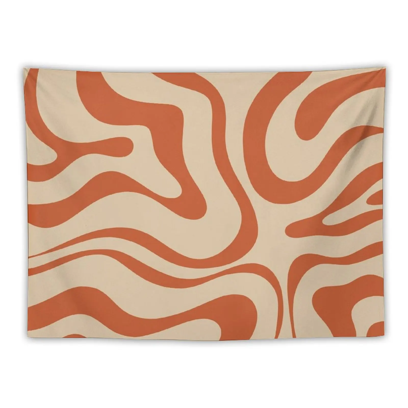 

Retro Liquid Swirl Abstract Pattern in Mid Mod Burnt Orange and Beige Tapestry Things To The Room Tapestry