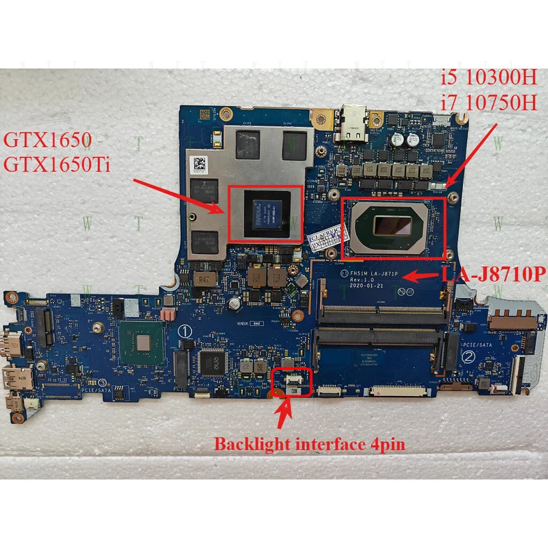 

TTT For Acer Nitro 5 AN515 AN517-52 AN515-55 N20C1 Laptop Motherboard i5/i7 CPU