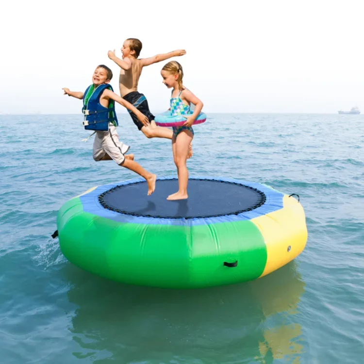 Water Trampoline 3m Diameter PVC Inflatable Bouncer Floating Inflatable Water Jumping Bed Play Equipment