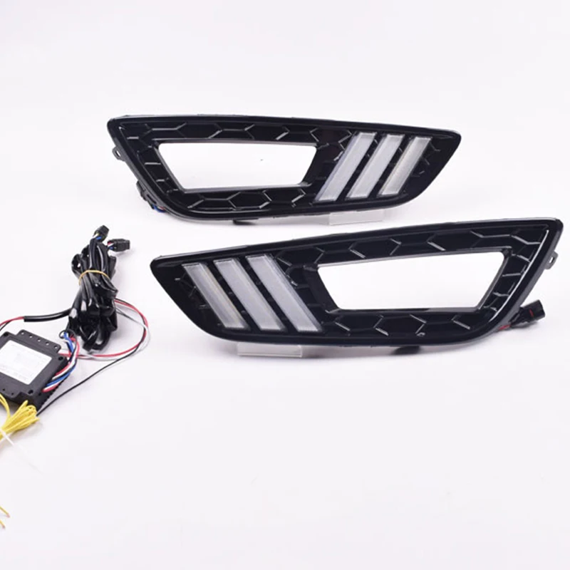 مصابيح DRL النهارية للسيارة ، مصابيح إشارة تحول ليد لفورد فوكس 3 ، تشغيل الضباب ، 12 فولت