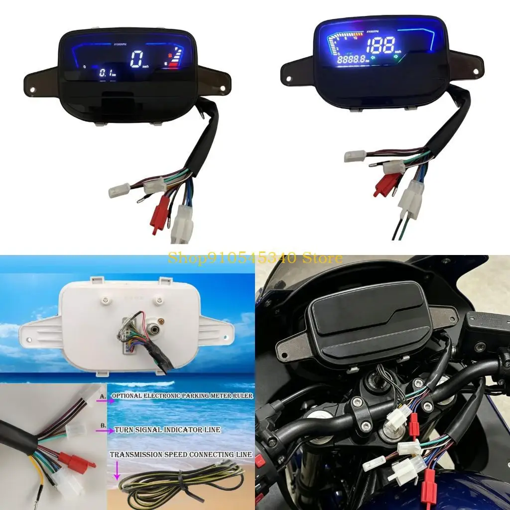 U2JA Waterproof Motorcycle Dashboard with Mileage Counter & RPM Display for Bike