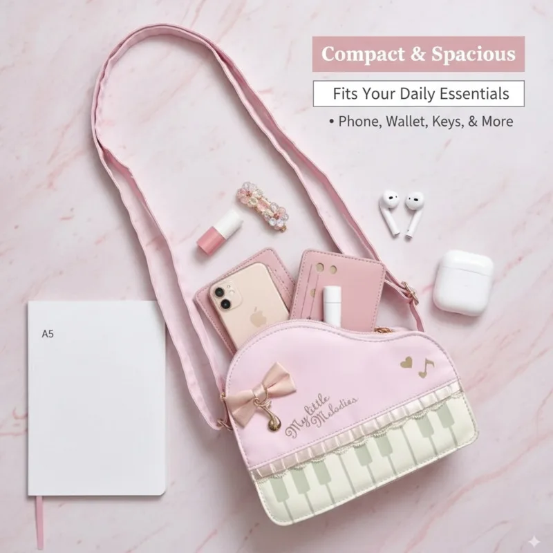 

Piano Tote Bag Women's Handbag Note Internet Celebrity Single Shoulder High Crossbody Bag Sweet Girl Personal Square Bag New