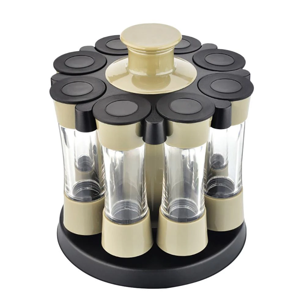 

Eight Slots Rotating Cruet Condiment Spice Rack Seasoning Jar for Pepper Bottle Salt Shaker Tank Kitchen Stand Organizer