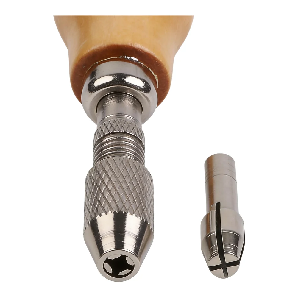 Jeweler Pin Vise Vice with Wooden Handle and Chuck for Precise Wire Twisting and Drilling in Jewelry Making and Craft Projects