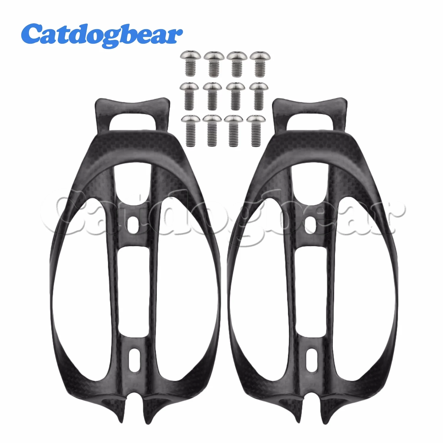 

Catdogbear 4 Pieces Titanium Bolt M5x 8 10 12mm + 2Pieces Full Carbon Fibre 3k Matte Water Bottle Cage