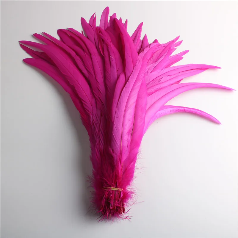 Wholesale 50pcs Natural Cock Tail Feathers 25-40cm / 10-16inch Clothing Decoration Stage Performance Rooster Tail Feathers Plume