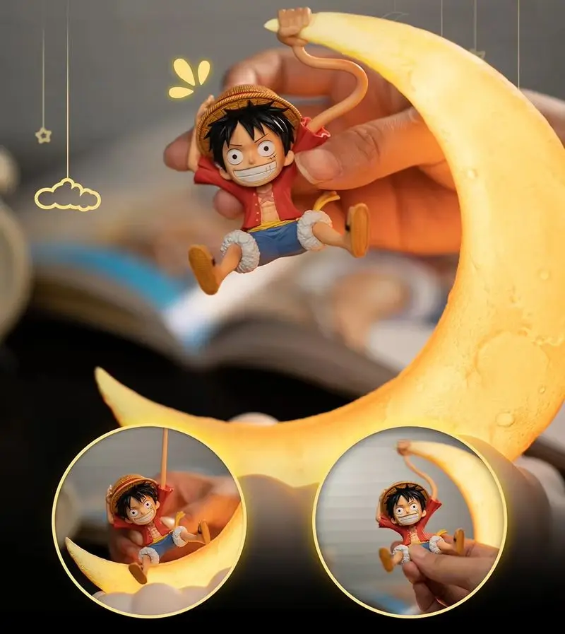 Genuine One Piece Luffy Night Light Peripheral Desktop Decoration Magnetic Control Moon Lamp Children Funny Holiday Xmas Gifts