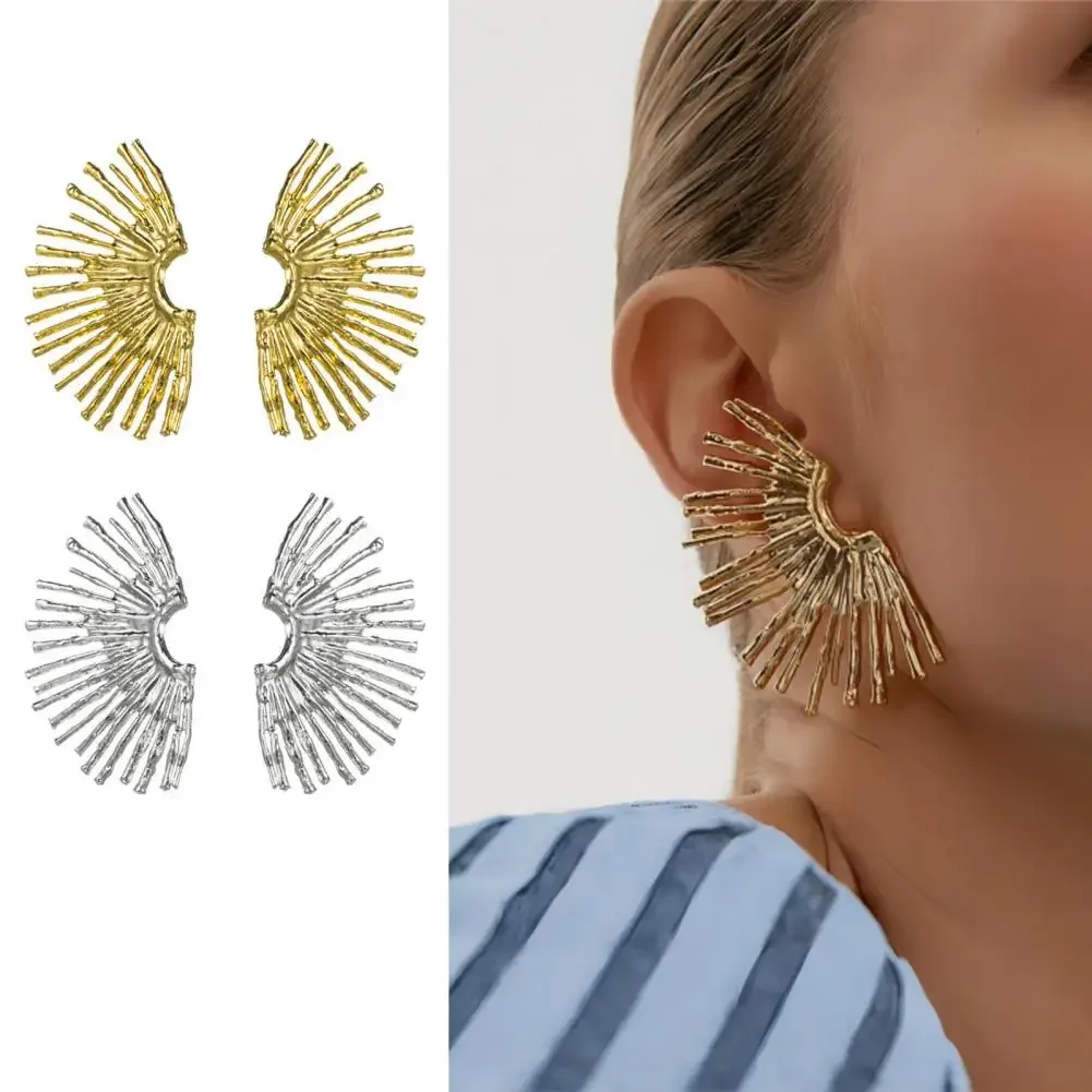 

Fashion Alloy Half Sun Flower Earrings Women's Fashion Party Vintage Metal Ear Jewelry Stainless Steel Earrings
