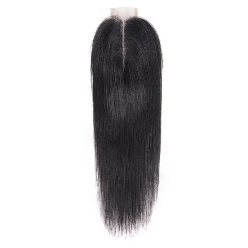 2x6 fechamento do laço em linha reta fechamento do cabelo humano cabelo virgem brasileiro pré-arrancado cor natural 8-20 Polegada