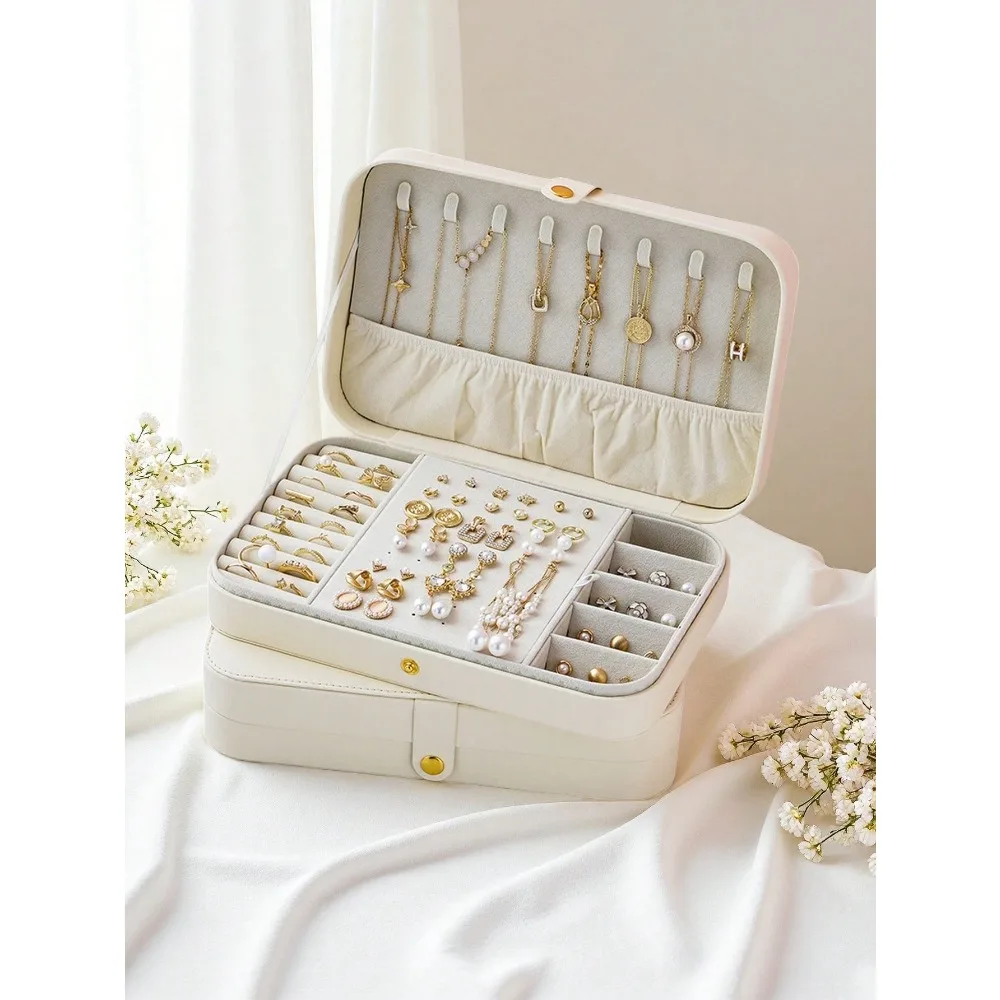 New Luxury Upgraded Large Capacity PU Leather Jewelry Box | Multilayer Compartment Storage For Necklaces, Rings, Earrings | Port