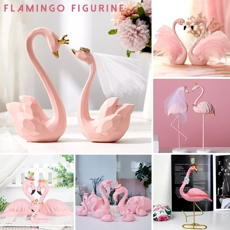 

Flamingo Figurine Fairy Garden Livingroom Office Wedding Party Nordic Style Swan Ornament Home Decoration Wedding Gift