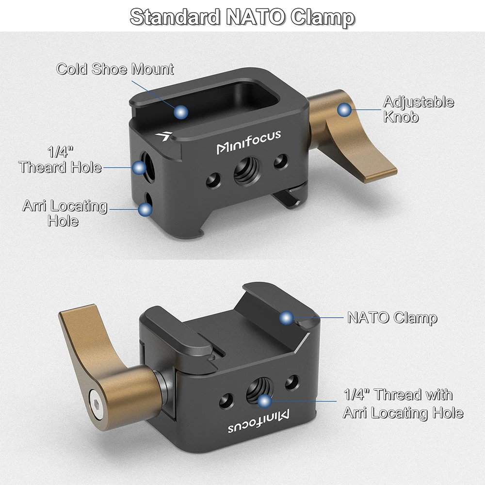 Quick Release Clamp Arri NATO Rail Cold Shoe Mount with 1/4