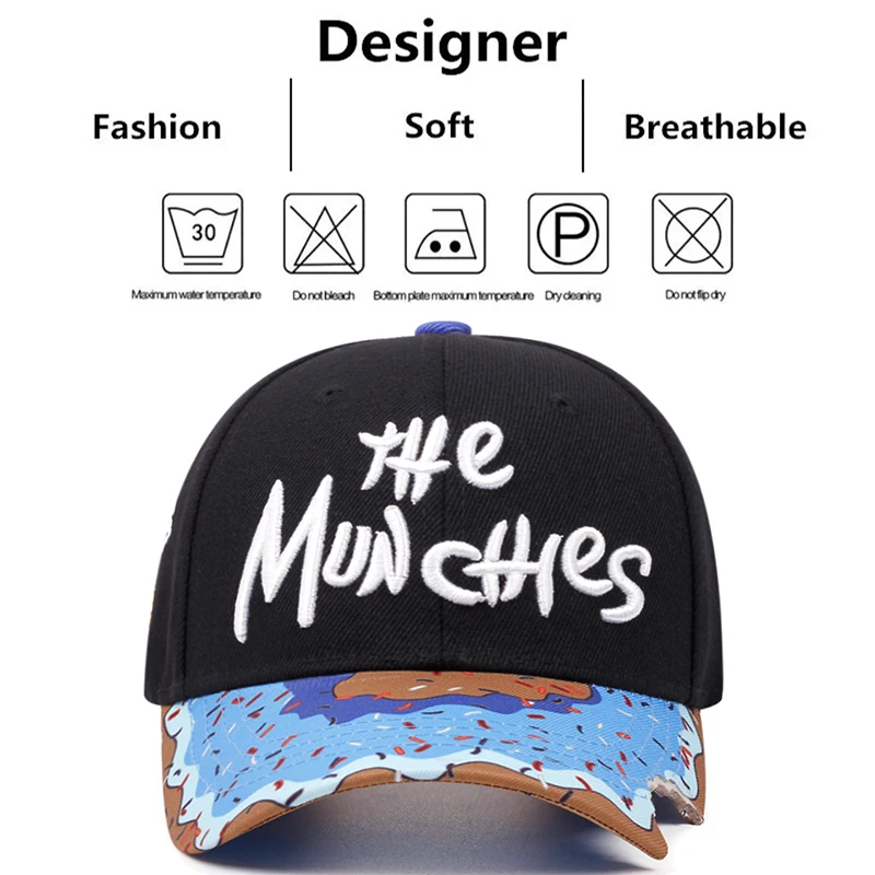 Donuts Printed Adjustable Baseball Cap Neutral Fashion Sunhat Hip Hop Cap Men Women Snapback Cowboy Unisex Hat Gift