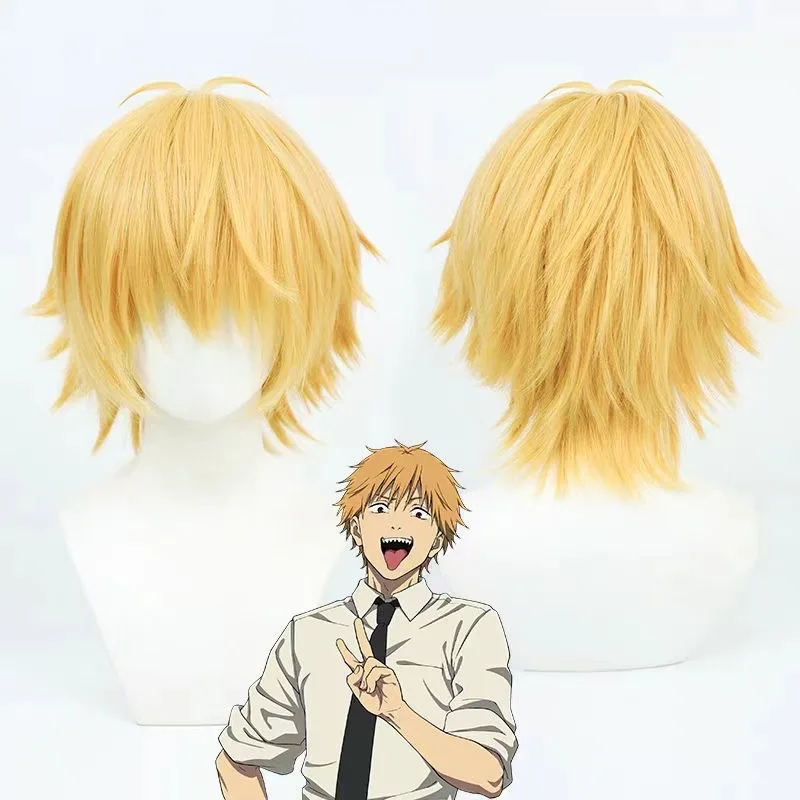 

1 piece yellow short messy hair anime Chainsaw Man cosplay wig