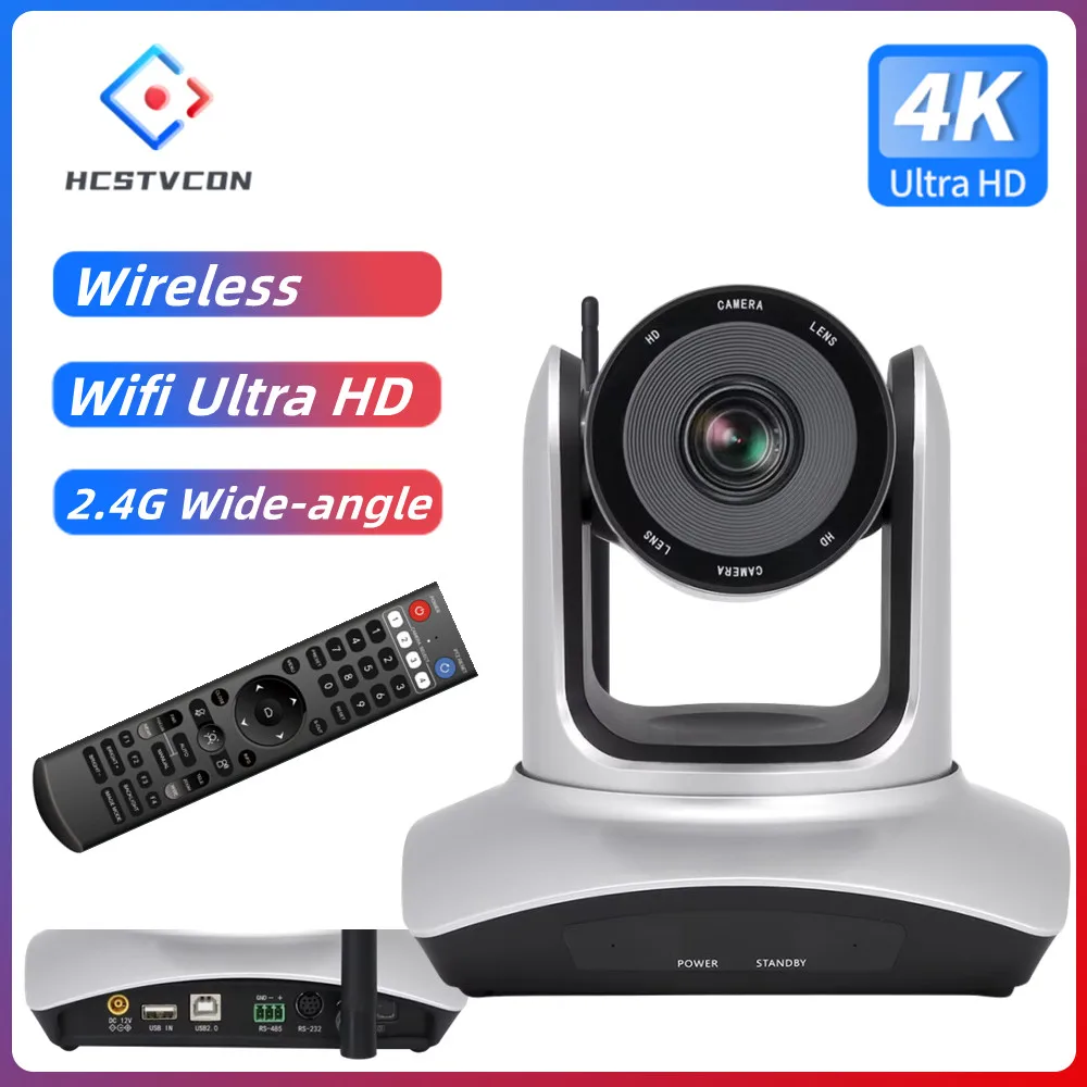 

Wireless Video Conference Camera WIFI Ultra HD 2.4G Wide-angle PTZ USB Camera for Church Teaching Live Recording Broadcast