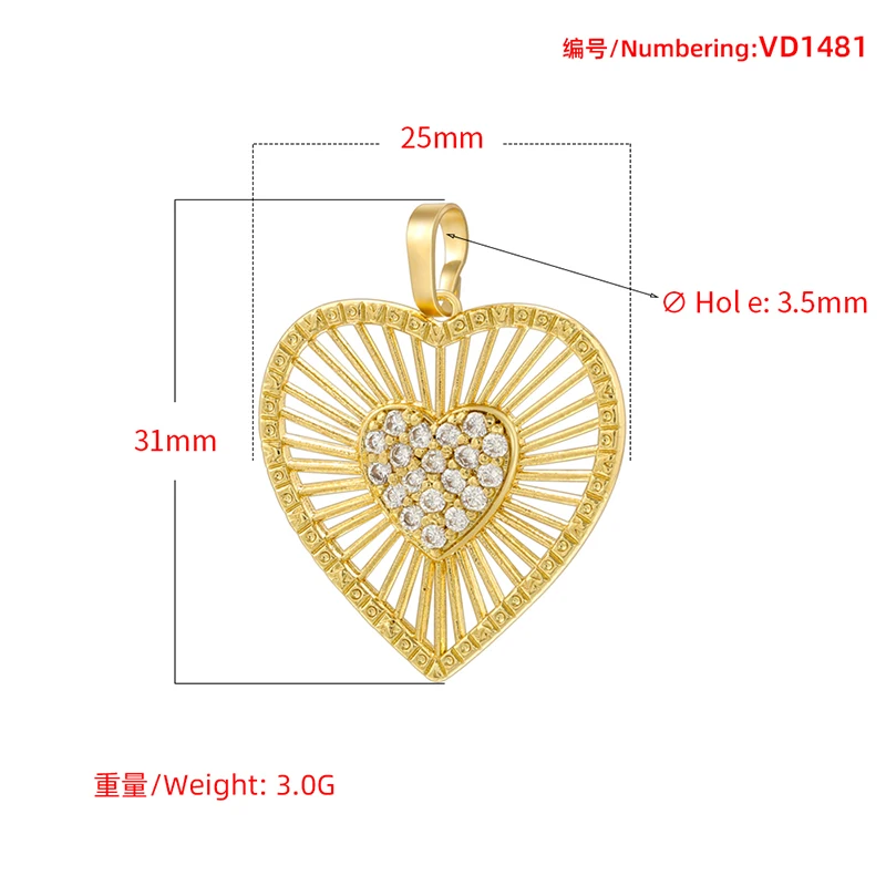 ZHUKOU 18k gold plated with cubic zirconia heart women two colours ladies diy jewellery pendant can be wholesale:VD1481