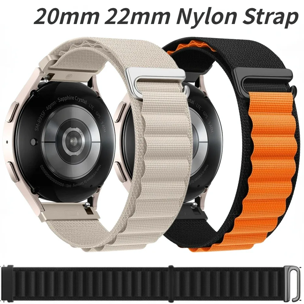 22mm 20mm Alpine Loop Bracelet dla Samsung Galaxy Watch 7/6/5/4/Classic Band dla nylonowego paska Huawei Watch GT4 GT2 3 GT5/Pro 46mm